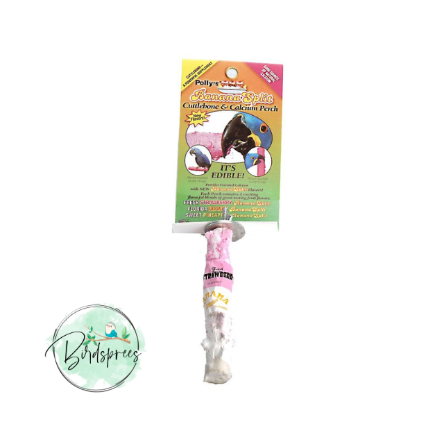 Polly's Pet Products Banana Split Cuttlebone & Calcium Bird Perch - Birdsprees